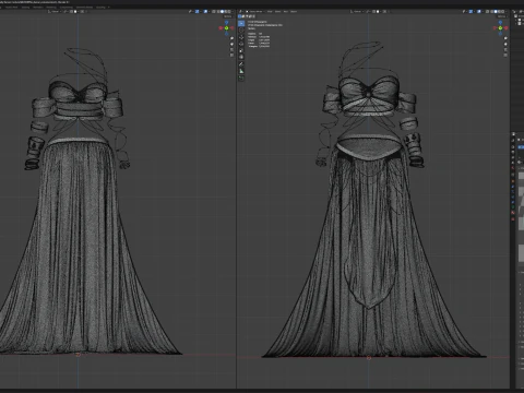 Belly Dancer Costume With Jade and Gold Bug Ornaments 3D Model