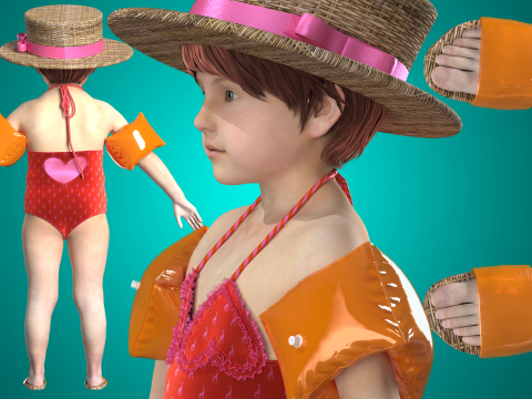 Heart Swimsuit for Toddlers Modelo 3D