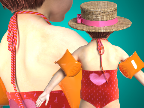 Heart Swimsuit for Toddlers Modèle 3D