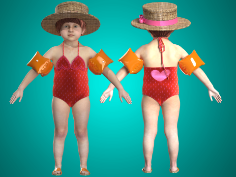 Heart Swimsuit for Toddlers Modèle 3D