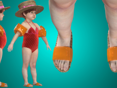 Heart Swimsuit for Toddlers Modèle 3D