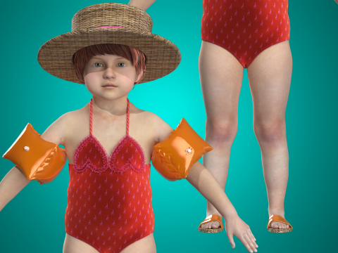 Heart Swimsuit for Toddlers Modèle 3D