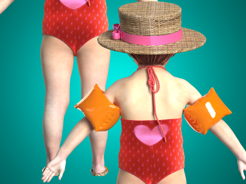 Heart Swimsuit for Toddlers Modèle 3D