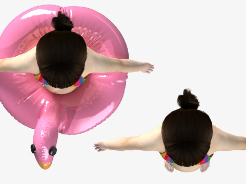 Bikini and Pink Flamingo Floatie for Toddlers 3D Model