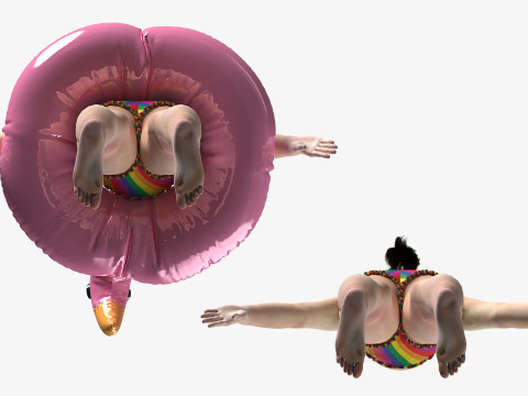 Bikini and Pink Flamingo Floatie for Toddlers 3D Model