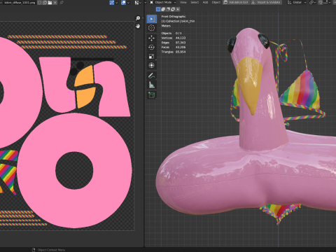 Bikini and Pink Flamingo Floatie for Toddlers 3D Model