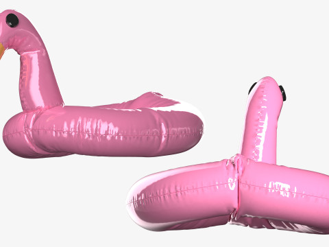 Bikini and Pink Flamingo Floatie for Toddlers 3D Model
