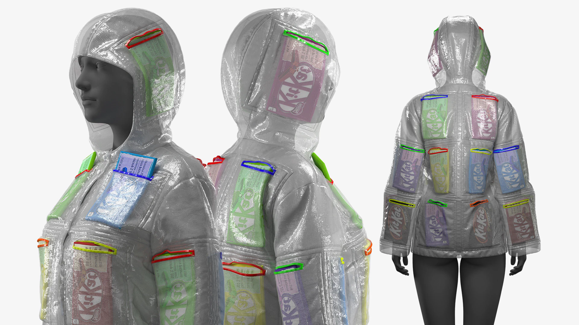 Raincoat with Kitkats 3D Model .c4d .max .obj .3ds .fbx .stl .blend