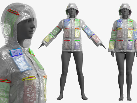 Raincoat with Kitkats 3D Модель