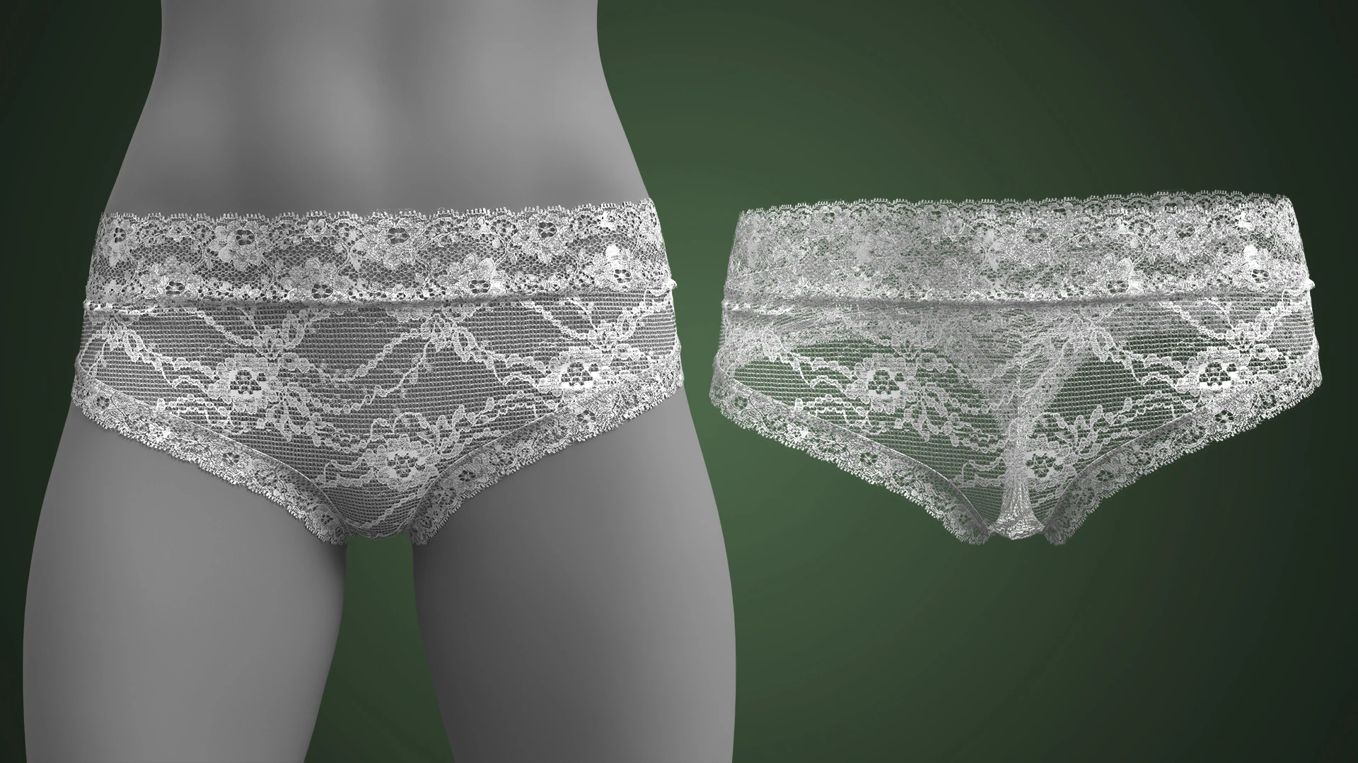 Lace Underwear 3D Model .c4d .max .obj .3ds .fbx .stl .blend 