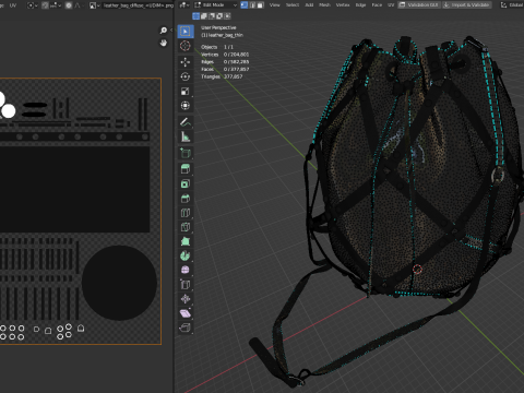 Leather Bag with Rings Model 3D