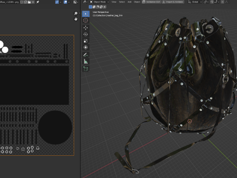 Leather Bag with Rings Model 3D