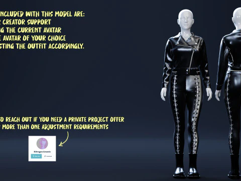 चमड़े की मोटरसाइकिल जैकेट और जूतों के साथ लेस वाला निचला हिस्सा 3D मॉडल