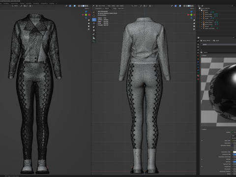 Leather Motorcycle Jacket and Laced Bottom with Boots Model 3D