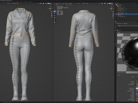 Leather Motorcycle Jacket and Laced Bottom with Boots Model 3D
