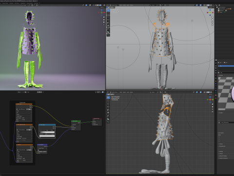Spiky Dress with Frog Hand and Foot Piece 3D Model