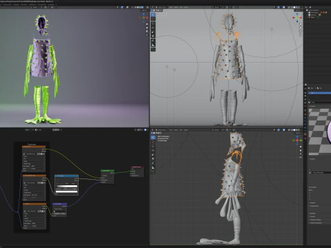 Spiky Dress with Frog Hand and Foot Piece 3D Model