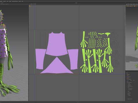Spiky Dress with Frog Hand and Foot Piece 3D Model