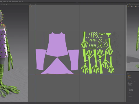 Spiky Dress with Frog Hand and Foot Piece 3D Model