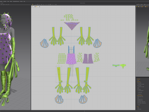 Spiky Dress with Frog Hand and Foot Piece 3D Model