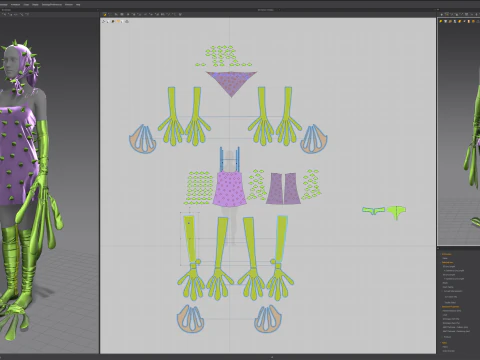 Spiky Dress with Frog Hand and Foot Piece 3D Model