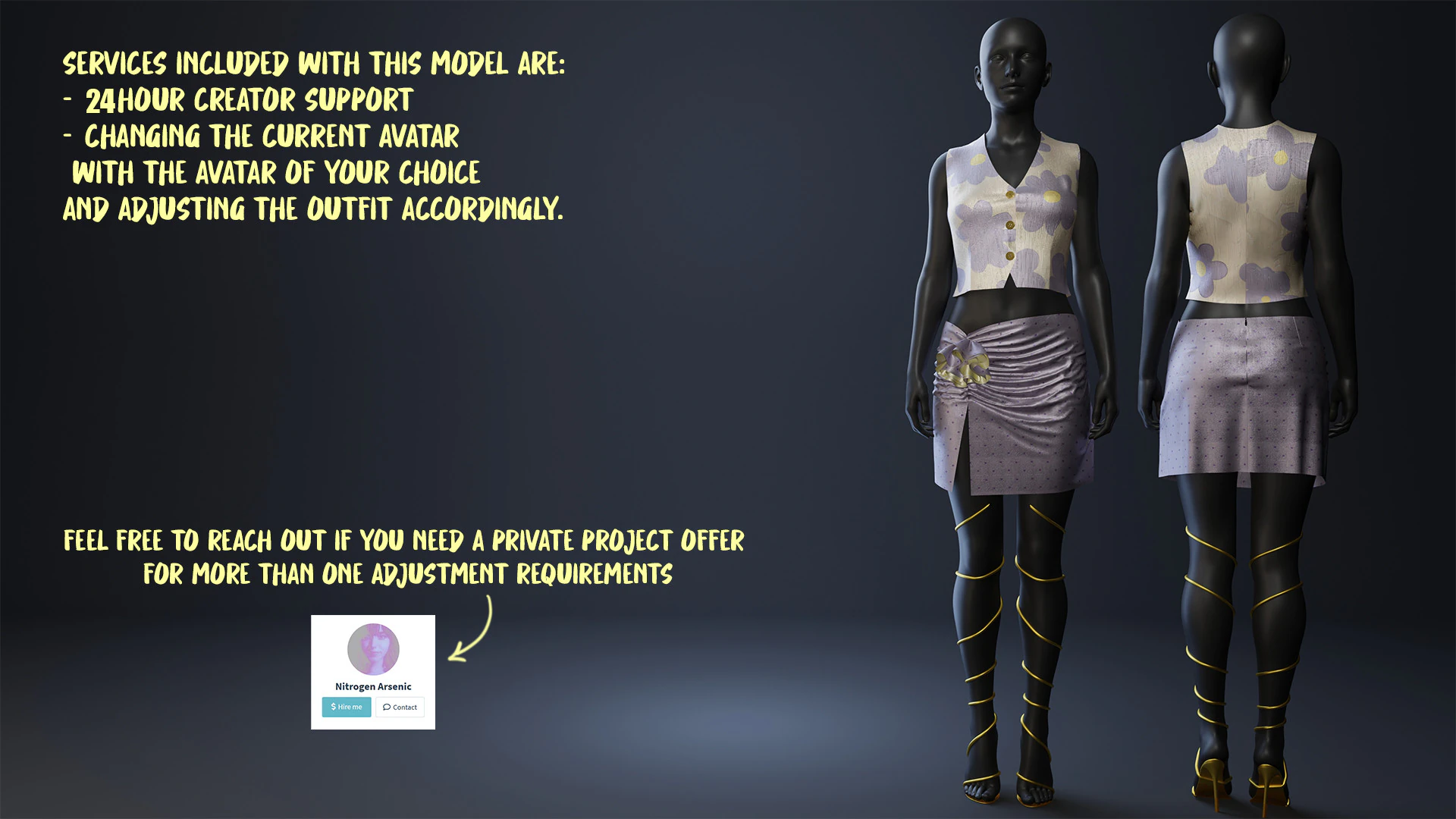 Silky Lilac Vest and Rose Draped Skirt with Golden Heels 3D Model .c4d .max .obj .3ds .fbx .stl .blend 