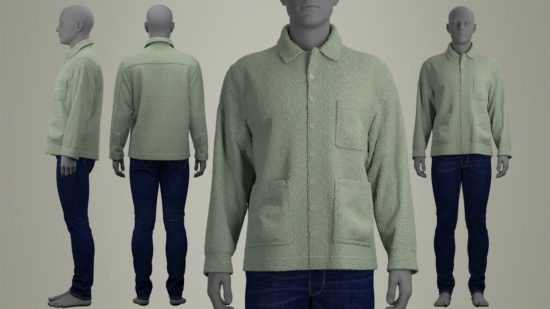 Sherpa Shirt and Jeans for Man 3D Model .c4d .max .obj .3ds .fbx .stl .blend