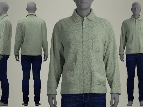 Camisa Sherpa e Jeans para Homem Modelo 3D