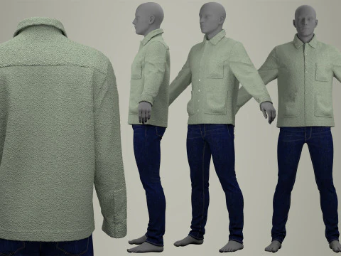 Sherpa Shirt and Jeans for Man 3D Model