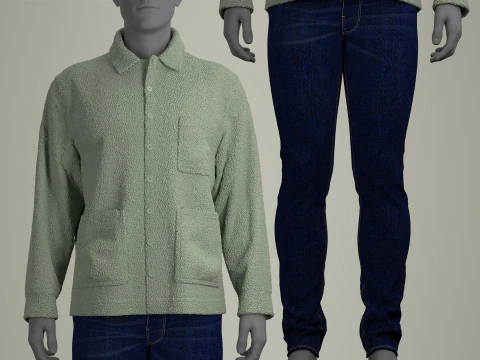 Sherpa Shirt and Jeans for Man 3D Model