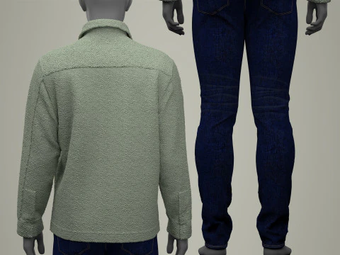 Sherpa Shirt and Jeans for Man 3D Model