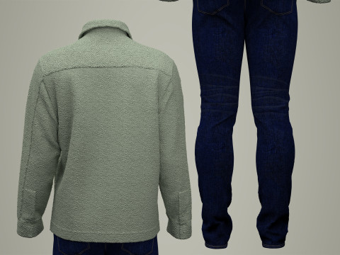 Sherpa Shirt and Jeans for Man 3Dモデル