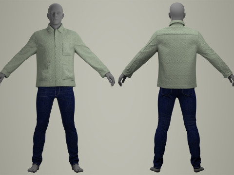 Sherpa Shirt and Jeans for Man 3Dモデル