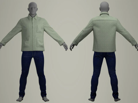 Sherpa Shirt and Jeans for Man 3D Model