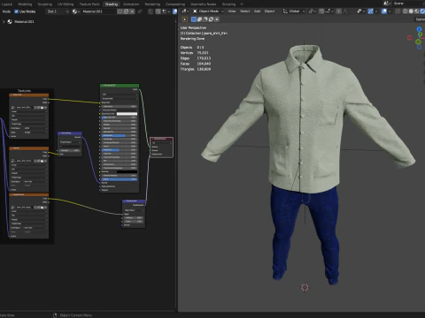 Sherpa Shirt and Jeans for Man 3D Model