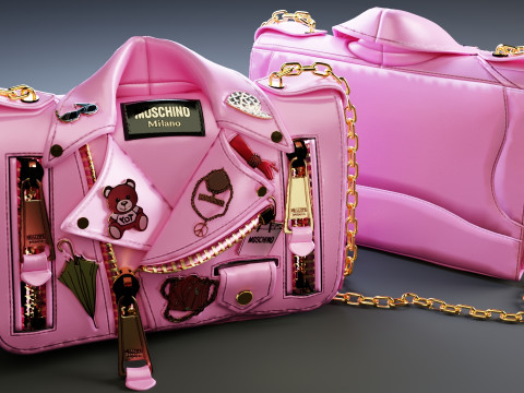 Hot Pink Moschino Biker Jacket Purse Model 3D