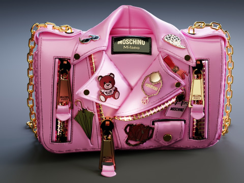 Hot Pink Moschino Biker Jacket Purse Model 3D