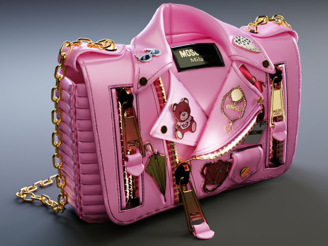 Hot Pink Moschino Biker Jacket Purse Model 3D