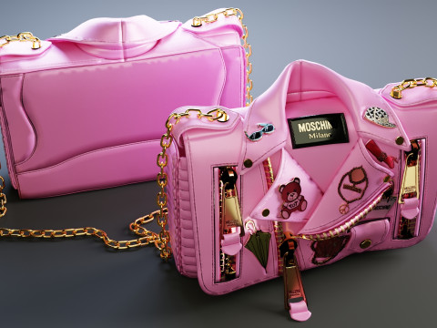 Hot Pink Moschino Biker Jacket Purse Model 3D