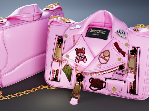 Hot Pink Moschino Biker Jacket Purse Model 3D