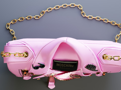 Hot Pink Moschino Biker Jacket Purse Model 3D