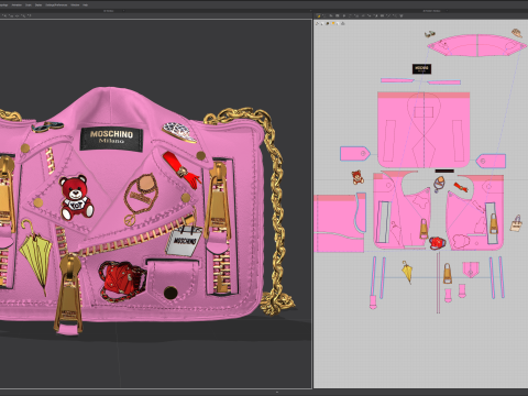 Hot Pink Moschino Biker Jacket Purse Model 3D