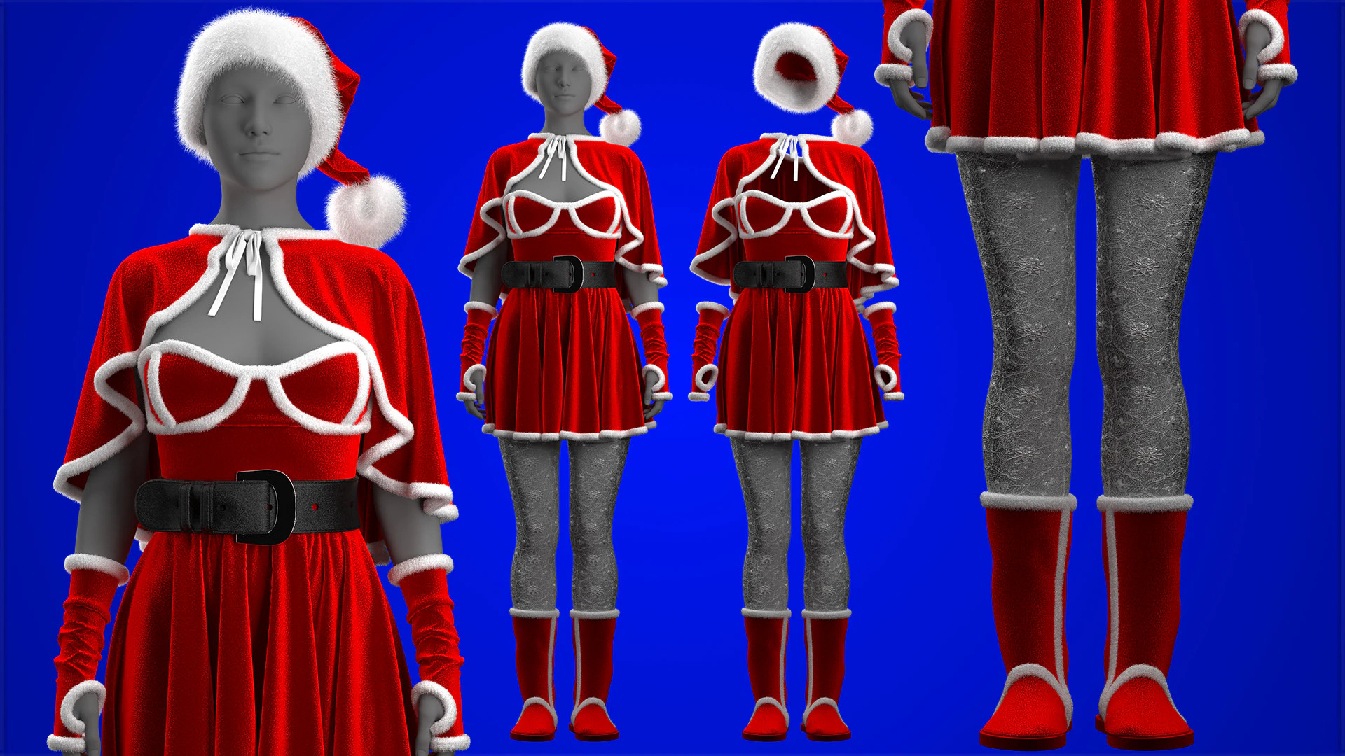Mrs Santa Costume 3D Model .c4d .max .obj .3ds .fbx .stl .blend