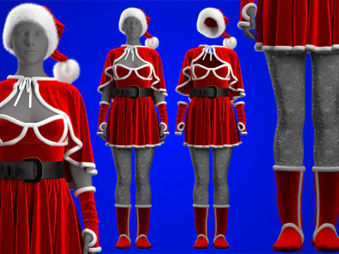Costume da signora Babbo Natale Modello 3D