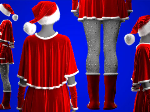 Mrs Santa Costume 3D Model