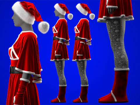 Mrs Santa Costume 3D Model