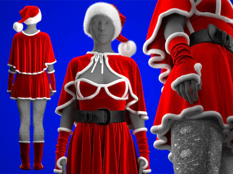Mrs Santa Costume 3D Model