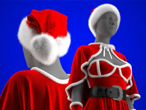 Mrs Santa Costume 3D Model