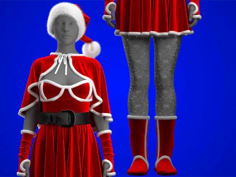 Mrs Santa Costume 3D Model