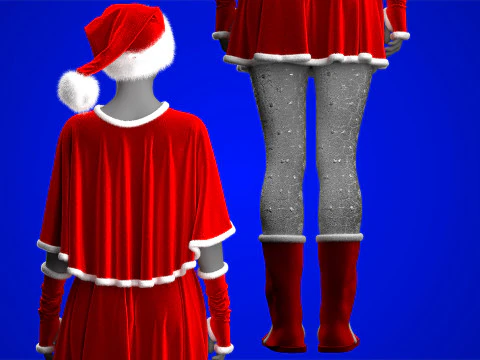 Mrs Santa Costume 3D Model